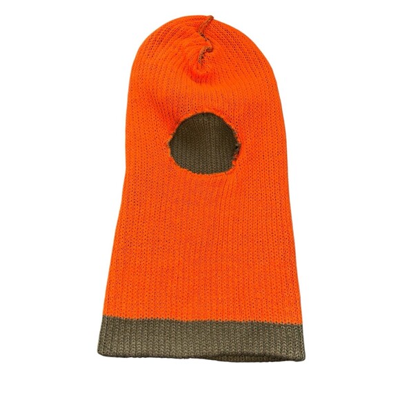 Vintage Ski Mask Robber Knit Balaclava Full Face Beanie 70s 80s Brown Orange - Picture 7 of 9